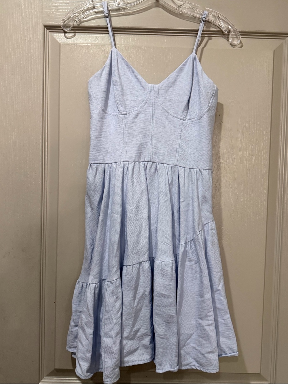 Open Edit XS Baby Blue Tiered Sleeveless Strappy Mini Dress Nordstrom B12
